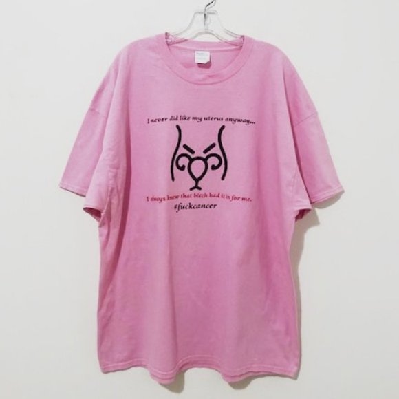 𝅺#FUCKCANCER Uterine Cancer Pink T-Shirt - Picture 1 of 4